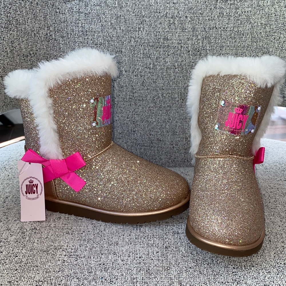 Juicy Couture Glitter Boots with Pink Accents